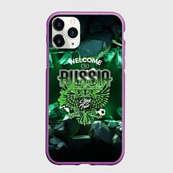 Чехол iPhone 11 Pro матовый Russia - зеленые кристаллы