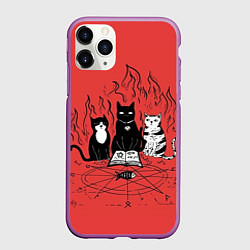 Чехол iPhone 11 Pro матовый Котики колдуют, цвет: 3D-фиолетовый