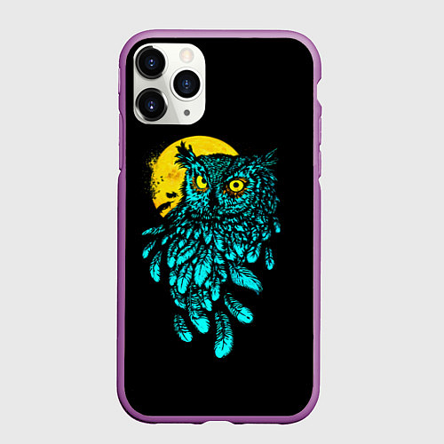 Чехол iPhone 11 Pro матовый Night owl / 3D-Фиолетовый – фото 1