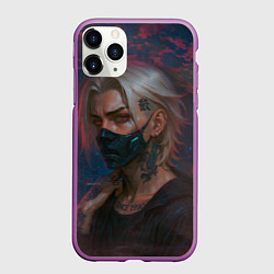 Чехол iPhone 11 Pro матовый Мужчина в маске, цвет: 3D-фиолетовый