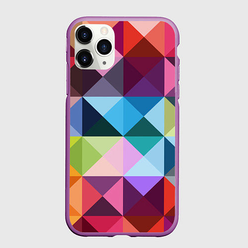 Чехол iPhone 11 Pro матовый Цветные квадраты / 3D-Фиолетовый – фото 1