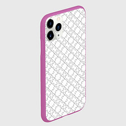 Чехол iPhone 11 Pro матовый Белые пазлы диагональный паттерн, цвет: 3D-фиолетовый — фото 2