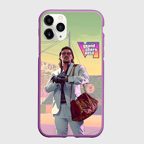 Чехол iPhone 11 Pro матовый Рауль Баутиста Gta 6 / 3D-Фиолетовый – фото 1