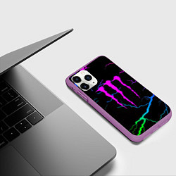 Чехол iPhone 11 Pro матовый Monster energy молнии шторм, цвет: 3D-фиолетовый — фото 2