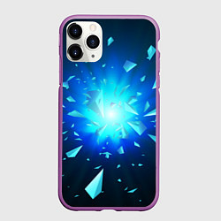 Чехол iPhone 11 Pro матовый Неоновый космический взрыв на светлом фоне, цвет: 3D-фиолетовый