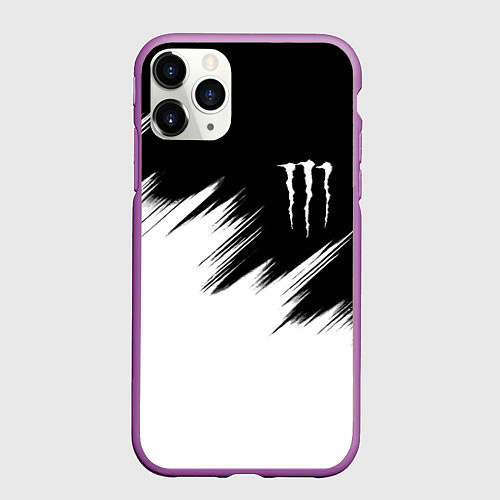 Чехол iPhone 11 Pro матовый Monster energy белые штрихи / 3D-Фиолетовый – фото 1