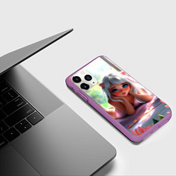 Чехол iPhone 11 Pro матовый Милая блондинка лежа, цвет: 3D-фиолетовый — фото 2