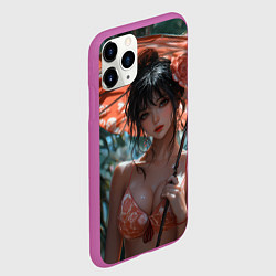 Чехол iPhone 11 Pro матовый Азиатская девушка с зонтом, цвет: 3D-фиолетовый — фото 2