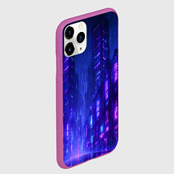 Чехол iPhone 11 Pro матовый Одинокий город неона, цвет: 3D-фиолетовый — фото 2