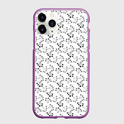 Чехол iPhone 11 Pro матовый Черно белый ягодный узор ретро, цвет: 3D-фиолетовый