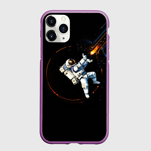 Чехол iPhone 11 Pro матовый Маг в открытом космосе / 3D-Фиолетовый – фото 1