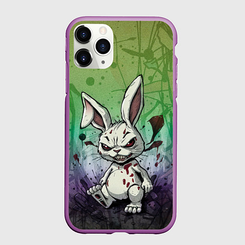 Чехол iPhone 11 Pro матовый Безумный кролик хулиган / 3D-Фиолетовый – фото 1