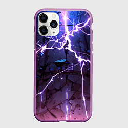 Чехол iPhone 11 Pro матовый Разряды и вспышки молнии, цвет: 3D-фиолетовый