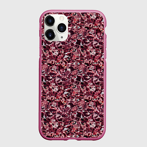 Чехол iPhone 11 Pro матовый Рубиновый текстурный мелкий камень / 3D-Малиновый – фото 1