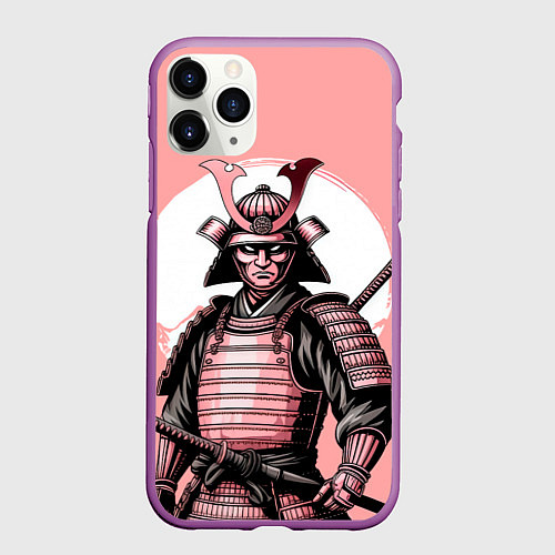 Чехол iPhone 11 Pro матовый Древний самурай / 3D-Фиолетовый – фото 1