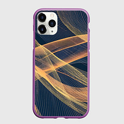 Чехол iPhone 11 Pro матовый Световые волны, цвет: 3D-фиолетовый