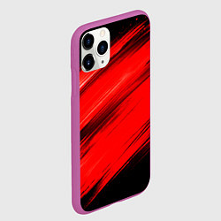 Чехол iPhone 11 Pro матовый Красные мазги краски на черном, цвет: 3D-фиолетовый — фото 2