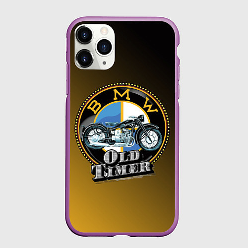 Чехол iPhone 11 Pro матовый Ретро мотоцикл BMW / 3D-Фиолетовый – фото 1