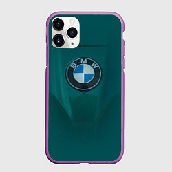 Чехол iPhone 11 Pro матовый Логотип BMW на зелёном фоне