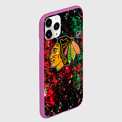 Чехол iPhone 11 Pro матовый Chicago Blackhawks NHL black, цвет: 3D-фиолетовый — фото 2