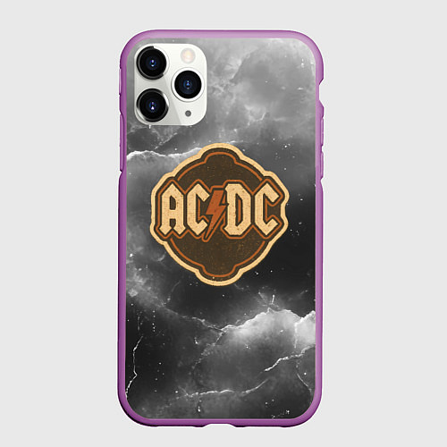 Чехол iPhone 11 Pro матовый ACDC ретро логотип / 3D-Фиолетовый – фото 1