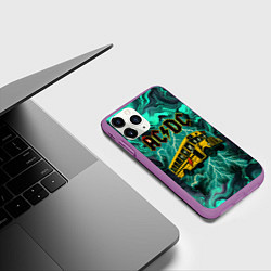 Чехол iPhone 11 Pro матовый Автобус ACDC в молнии, цвет: 3D-фиолетовый — фото 2