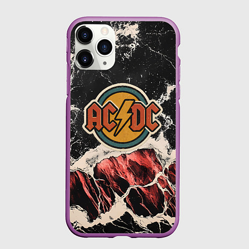 Чехол iPhone 11 Pro матовый ACDC ретро лого / 3D-Фиолетовый – фото 1