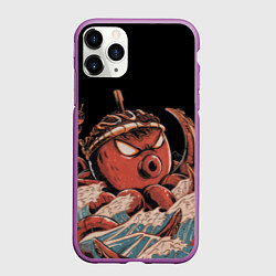 Чехол iPhone 11 Pro матовый Осьминог такояки, цвет: 3D-фиолетовый