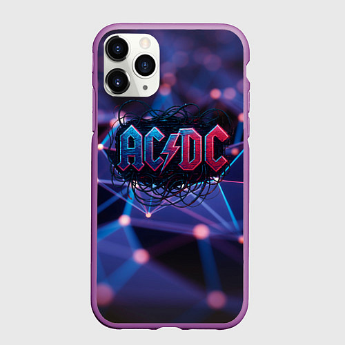 Чехол iPhone 11 Pro матовый ACDC лого в градиенте / 3D-Фиолетовый – фото 1