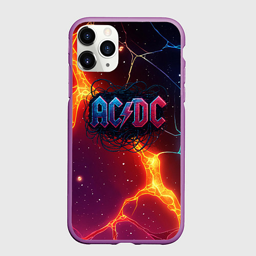 Чехол iPhone 11 Pro матовый ACDC логотип в градиенте / 3D-Фиолетовый – фото 1