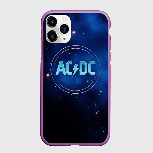 Чехол iPhone 11 Pro матовый ACDC логотип на синем фоне / 3D-Фиолетовый – фото 1