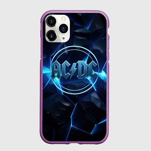 Чехол iPhone 11 Pro матовый ACDC ледяная текстура / 3D-Фиолетовый – фото 1