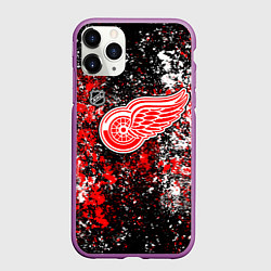 Чехол iPhone 11 Pro матовый Detroit Red Wings NHL black, цвет: 3D-фиолетовый