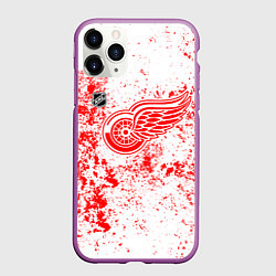 Чехол iPhone 11 Pro матовый Detroit Red Wings NHL white, цвет: 3D-фиолетовый