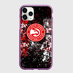 Чехол iPhone 11 Pro матовый Atlanta Hawks, цвет: 3D-фиолетовый