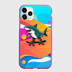 Чехол iPhone 11 Pro матовый Акула на скейте