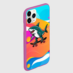 Чехол iPhone 11 Pro матовый Акула на скейте, цвет: 3D-фиолетовый — фото 2