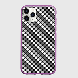 Чехол iPhone 11 Pro матовый Белый серый горох на черном ретро