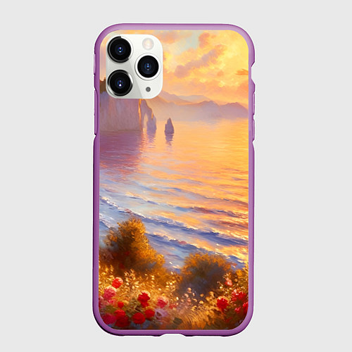 Чехол iPhone 11 Pro матовый Рассветный залив / 3D-Фиолетовый – фото 1