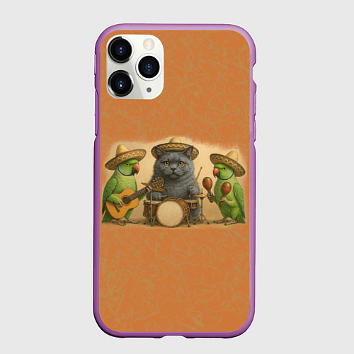 Чехол iPhone 11 Pro матовый Надежды маленький оркестрик в оранжевом / 3D-Фиолетовый – фото 1