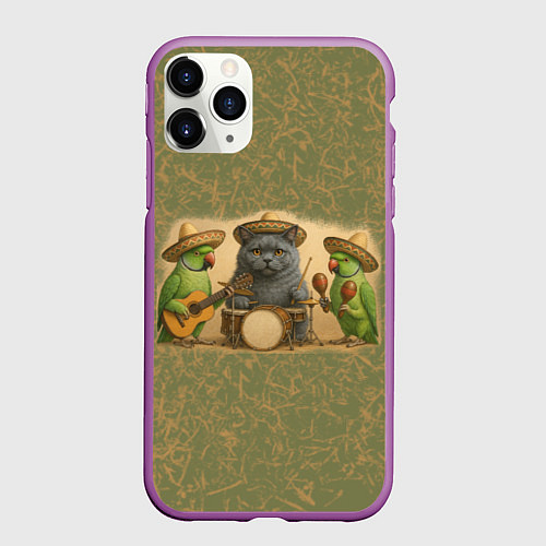 Чехол iPhone 11 Pro матовый Надежды маленький оркестрик в оливковом / 3D-Фиолетовый – фото 1
