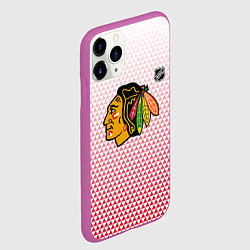 Чехол iPhone 11 Pro матовый Чикаго Блэкхокс - красные треугольники с градиенто, цвет: 3D-фиолетовый — фото 2