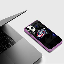 Чехол iPhone 11 Pro матовый Коламбус Блю Джекетс - НХЛ хоккей, цвет: 3D-фиолетовый — фото 2