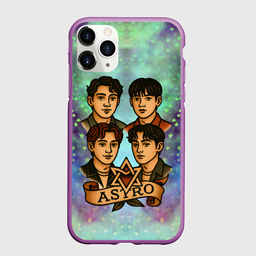 Чехол iPhone 11 Pro матовый Astro в стиле татуировки / 3D-Фиолетовый – фото 1