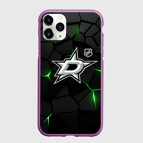 Чехол iPhone 11 Pro матовый Даллас Старз плиты с подсветкой / 3D-Фиолетовый – фото 1