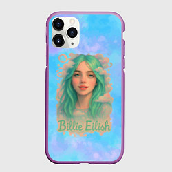 Чехол iPhone 11 Pro матовый Билли Айлиш с зелеными волосами