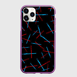 Чехол iPhone 11 Pro матовый Паттерн из световых мечей