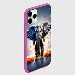 Чехол iPhone 11 Pro матовый Геометрический слон и цветные полигоны, цвет: 3D-фиолетовый — фото 2