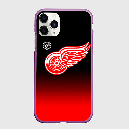 Чехол iPhone 11 Pro матовый Детройт Ред Уингз - градиент / 3D-Фиолетовый – фото 1