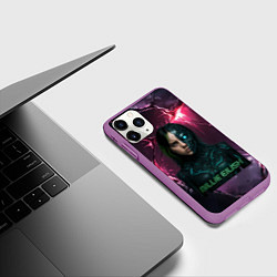 Чехол iPhone 11 Pro матовый Билли Айлиш в стиле киберпанк, цвет: 3D-фиолетовый — фото 2